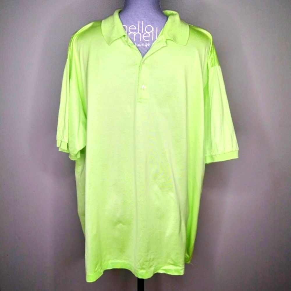 Jeff Rose Men Lime Green Performance Golf Polo Shirt Neon Bright Size XL